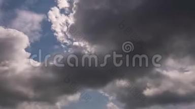 4时间流逝，云在天空中流动，白云快速移动，天空时间流逝，云景